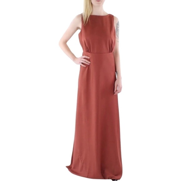 NWT BHLDN Brown Sateen Formal Special Occasion Evening Maxi Dress Gown 6 - Picture 1 of 8
